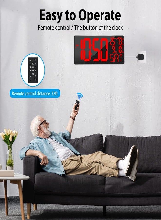 Xflyee [Oversized] 18" Large Digital Wall Clock with Remote Control, Auto-Dimming Digital Clock Display with Date/Temp/Week, DST, Alarm, 5.9”Jumbo Numbers Large Digital Clock for All Spaces Use - Image 2