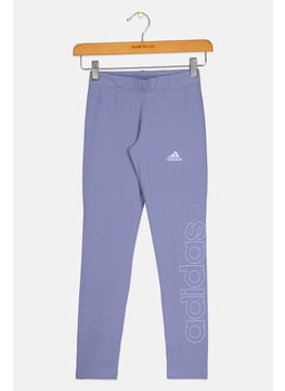Adidas Kids Girl Pull On Brand Logo Outdoor Leggings, Blue  - Image 1