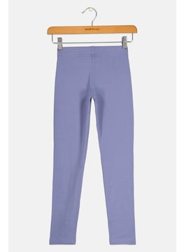 Adidas Kids Girl Pull On Brand Logo Outdoor Leggings, Blue  - Image 2
