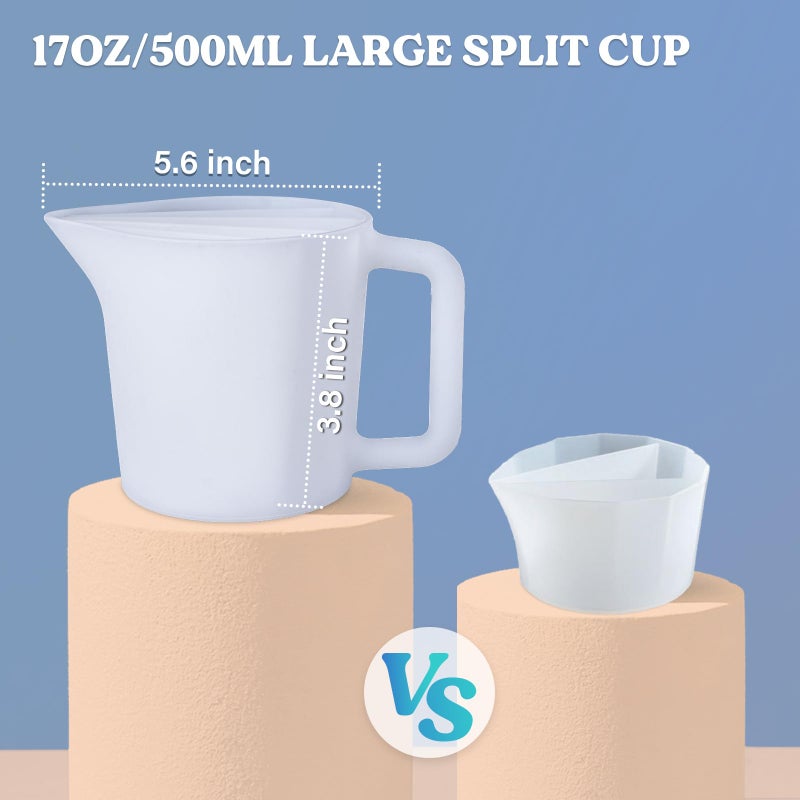 LET'S RESIN 17OZ/500ML Split Cup with Handle, Thicken & Easy Clean Split Cups for Paint Pouring with 5 Channels, Silicone Reusable Fluid Art Split Cups for Acrylic Paint, Resin Molds, Epoxy Resin Art - Image 2