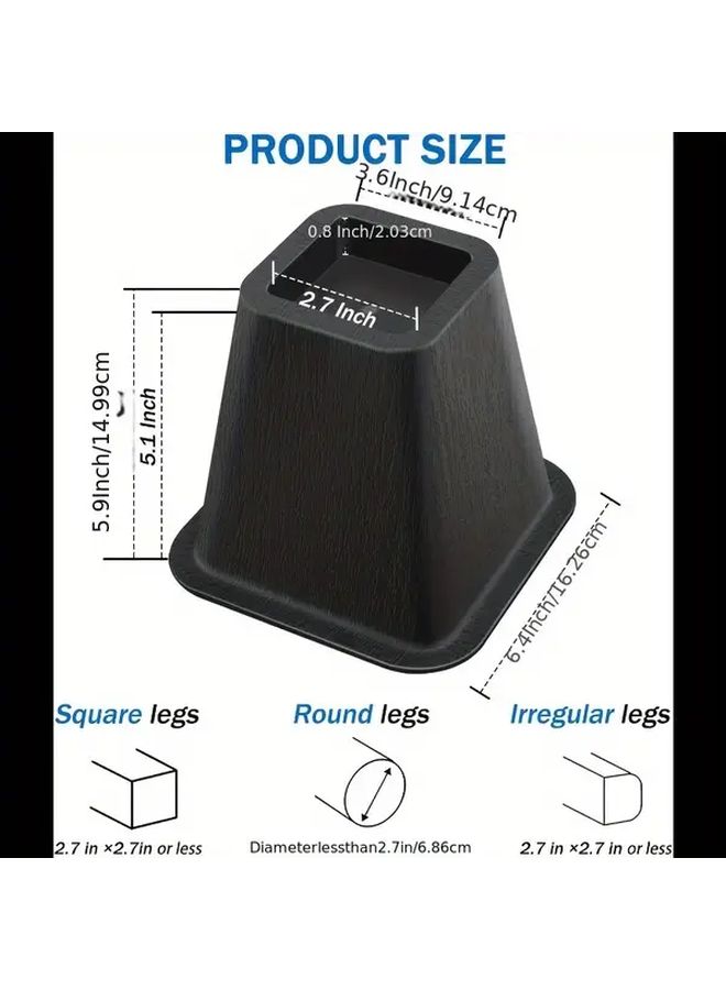 Heavy Duty 6 Inch Bed Risers 4 Pack 2200 Lbs Per Leg for Furniture - Image 4