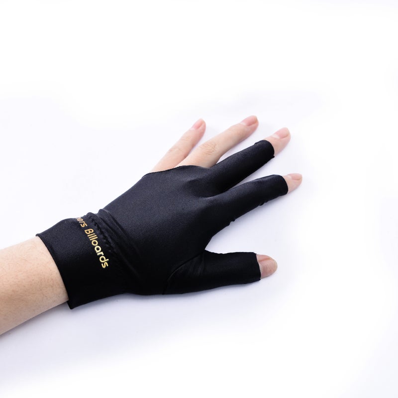 Generic Snooker Billiards Gloves Three Finger Unisex Anti-Slip Left Right Hand Black 