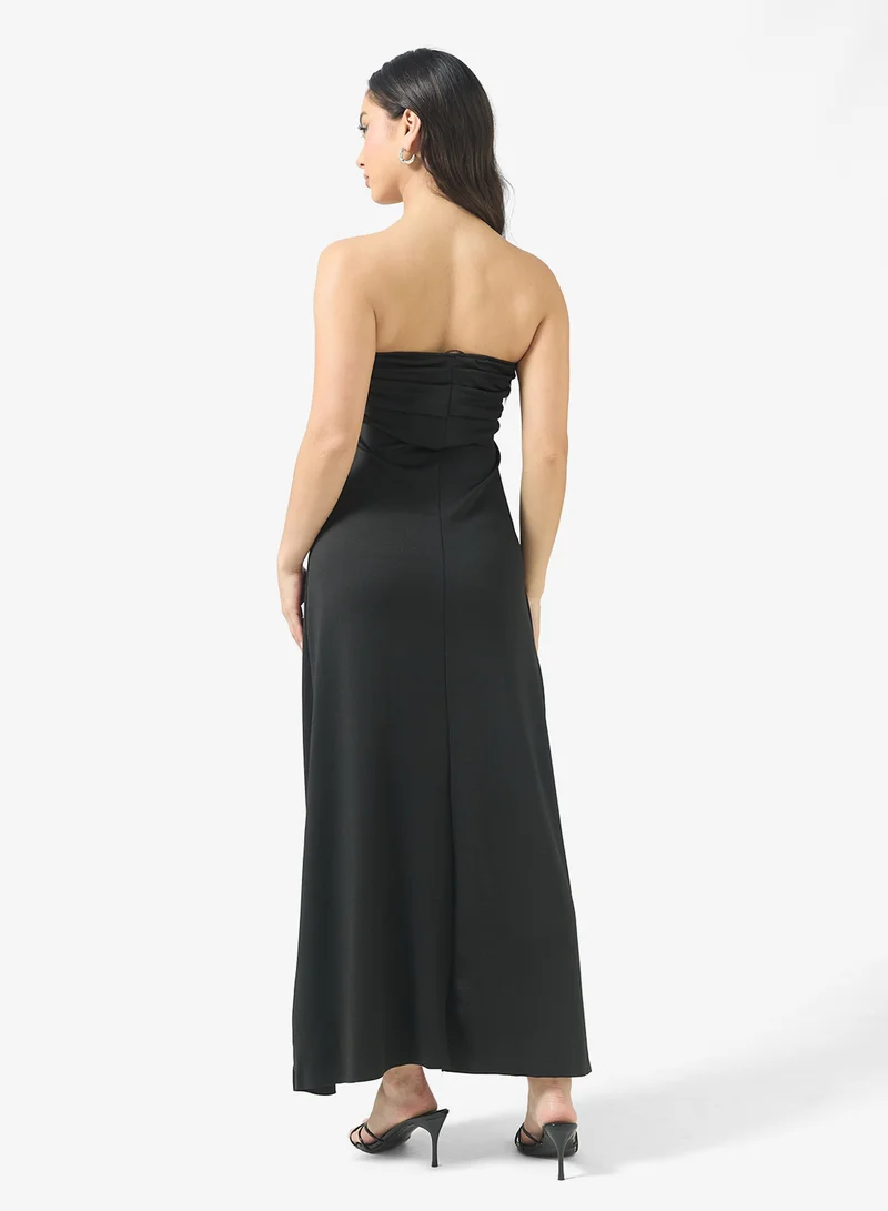 Ginger Monochrome Bandeau Evening Dress with Slit