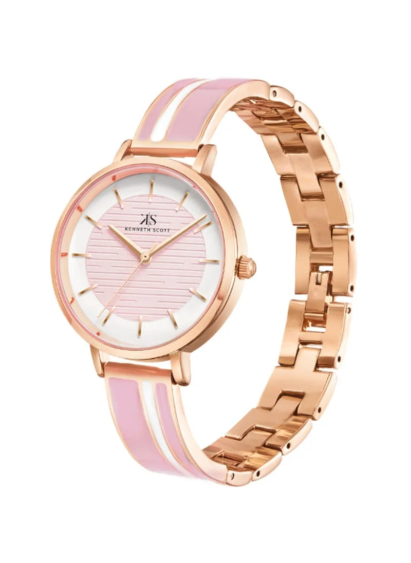 KENNETH SCOTT Kenneth Scott K23501-RBPP Women's Analog Display Watch & Alloy Strap Pink