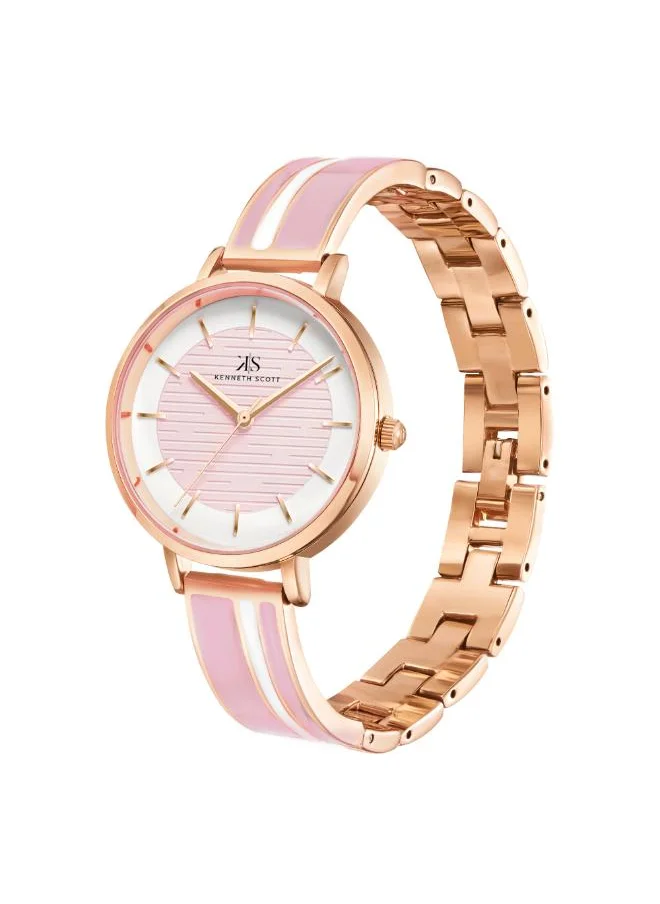 كينيث سكوت Kenneth Scott K23501-RBPP Women's Analog Display Watch & Alloy Strap Pink