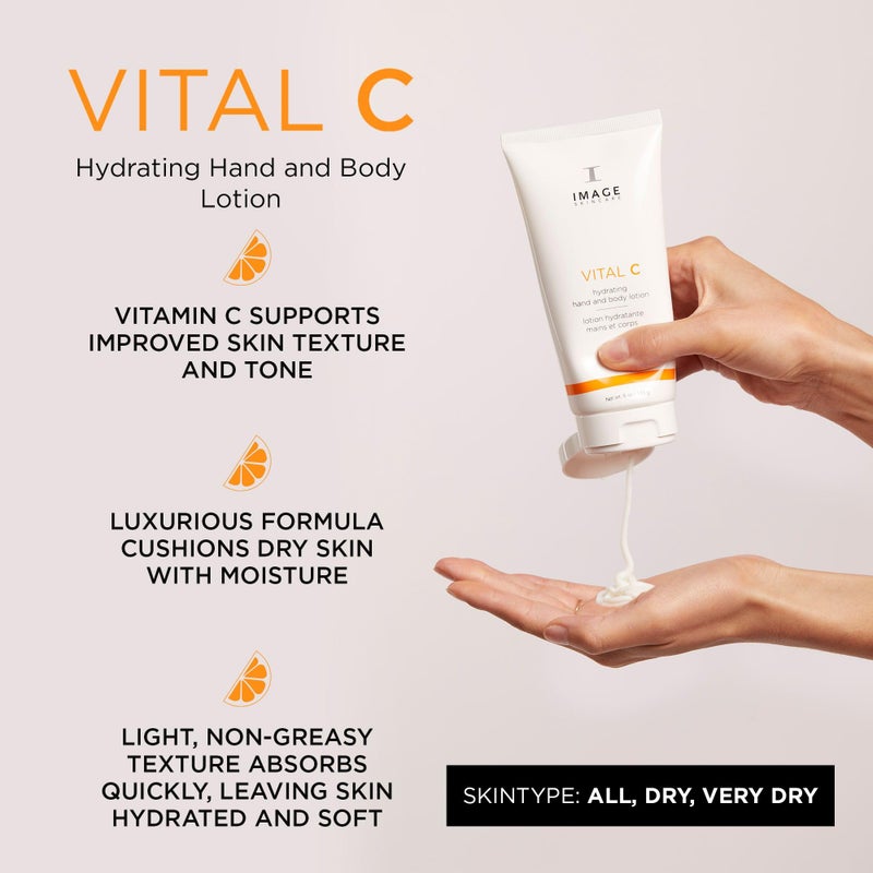 IMAGE Skincare, VITAL C Hydrating Hand and Body Lotion, Brightening and Moisturizing with Vitamin C, Shea Butter and Hyaluronic Acid, 6 oz - Image 2