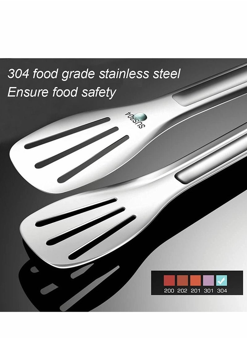 NIBEMINENT - Kitchen Tongs 304 Easy to Clean-Food Safe Stainless Steel Cooking Tongs,Salad,BBQ,Frying Utensils,Kitchen Gift etc,Easy Grip Best Sturdy Tongs,Non Stick - Image 1