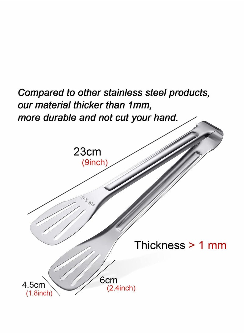 NIBEMINENT - Kitchen Tongs 304 Easy to Clean-Food Safe Stainless Steel Cooking Tongs,Salad,BBQ,Frying Utensils,Kitchen Gift etc,Easy Grip Best Sturdy Tongs,Non Stick - Image 1
