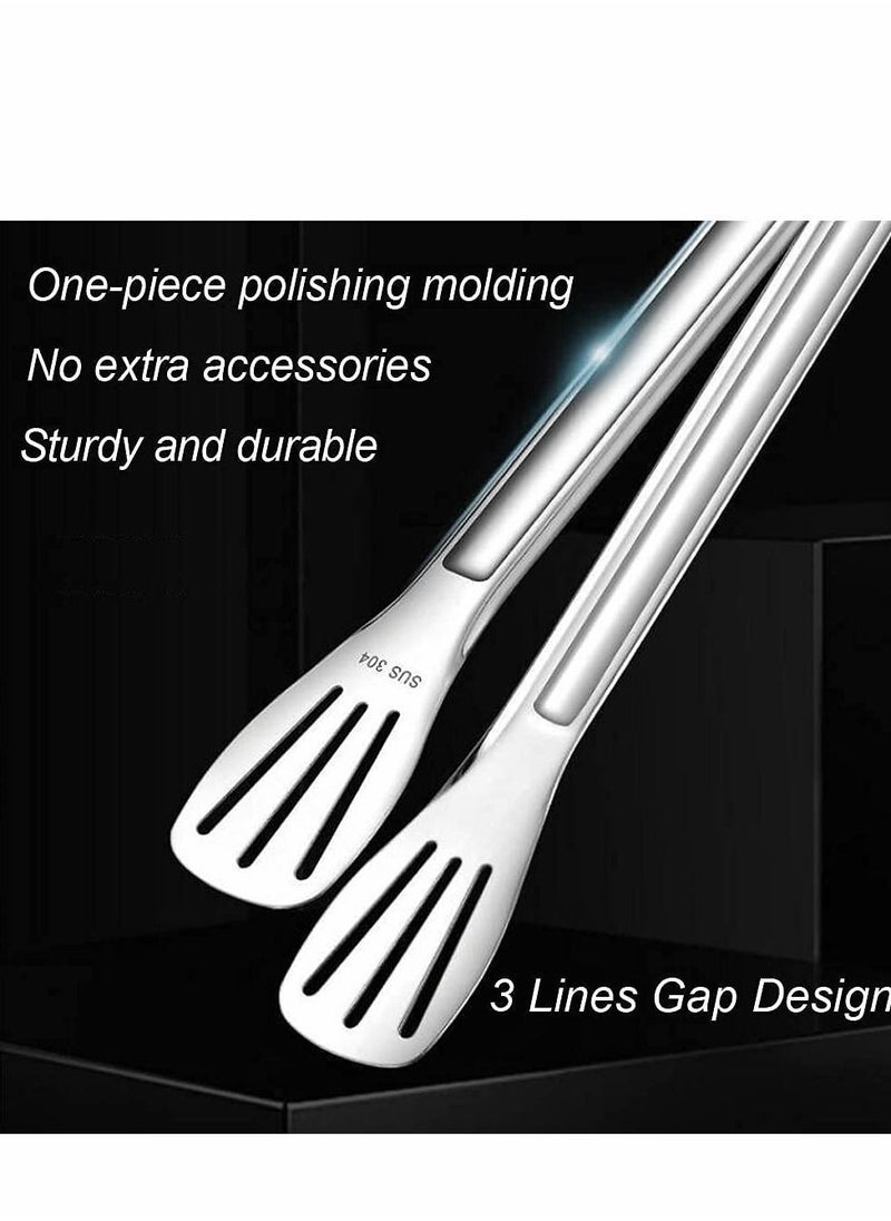 NIBEMINENT - Kitchen Tongs 304 Easy to Clean-Food Safe Stainless Steel Cooking Tongs,Salad,BBQ,Frying Utensils,Kitchen Gift etc,Easy Grip Best Sturdy Tongs,Non Stick - Image 1
