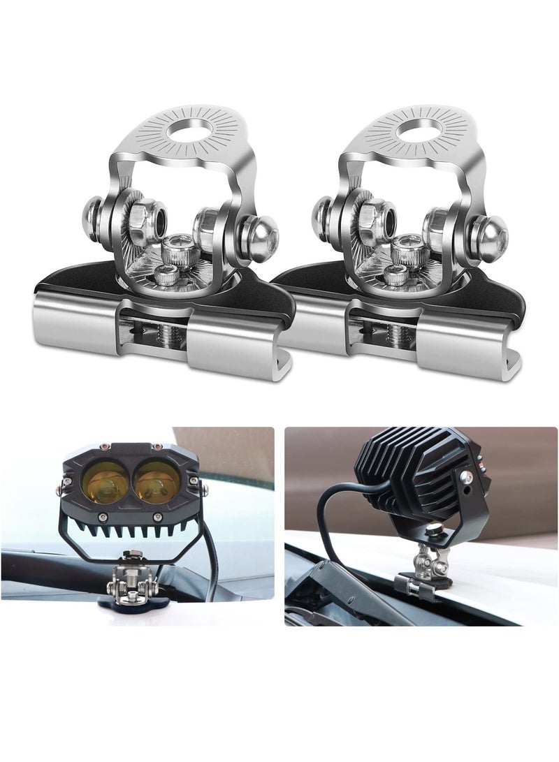 SYOSI 2 Pack Led Light Bar Mounting Brackets, Hood Led Pod Light Mount Universal Led Light Mounting Brackets Jeep Led Light Mounts Pod Light Holders for Off Road Jeep Truck Suv Without Installing Drill - Image 1