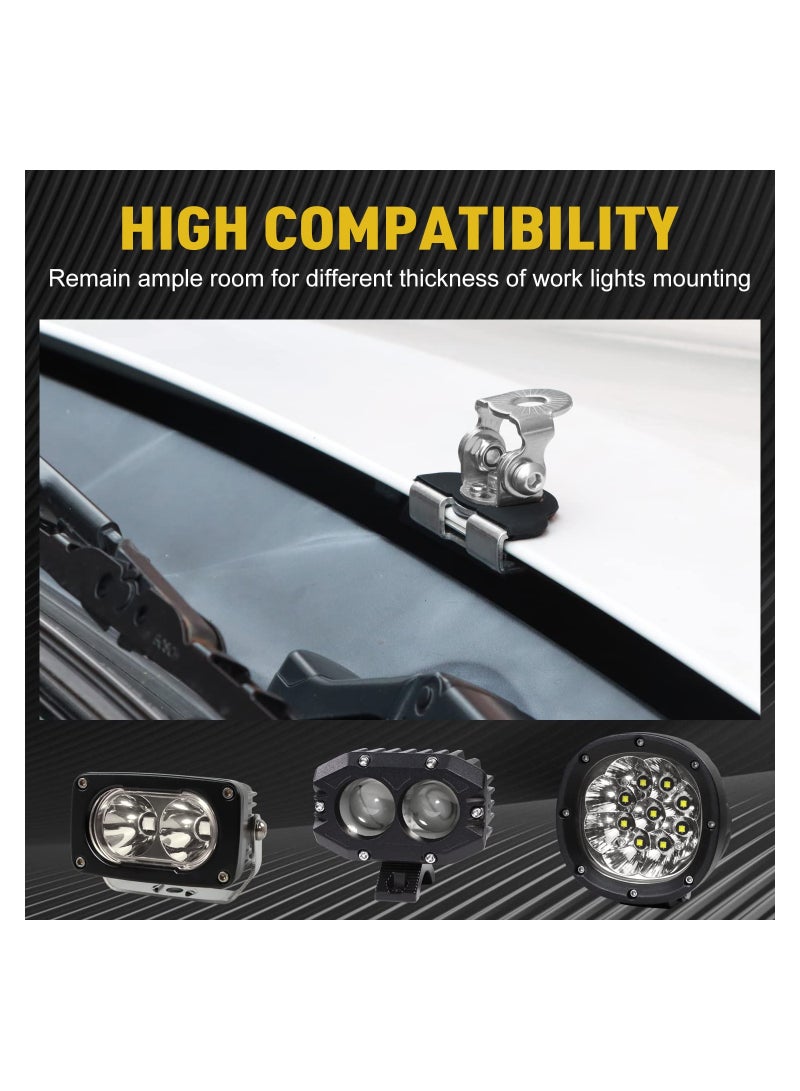 SYOSI 2 Pack Led Light Bar Mounting Brackets, Hood Led Pod Light Mount Universal Led Light Mounting Brackets Jeep Led Light Mounts Pod Light Holders for Off Road Jeep Truck Suv Without Installing Drill - Image 2