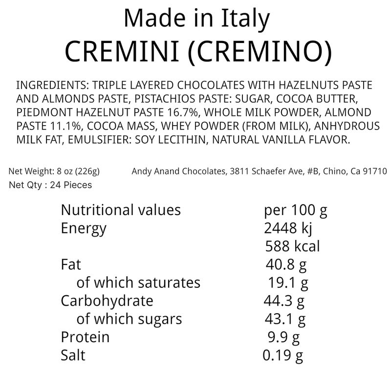 Andy Anand Cremini, 2 Flavors, Made in Italy by world famous La Pasticceria, Sicily, Slowly savor for an amazing experience with a luxuriously creamy feel 18 Pcs, Gluten Free Cremino (8 oz) - Image 5