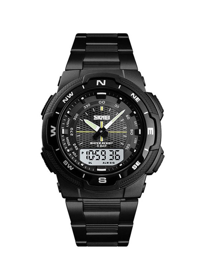NIBEMINENT men Metal Analog & Digital Watch WH-1370 - 49 mm Black