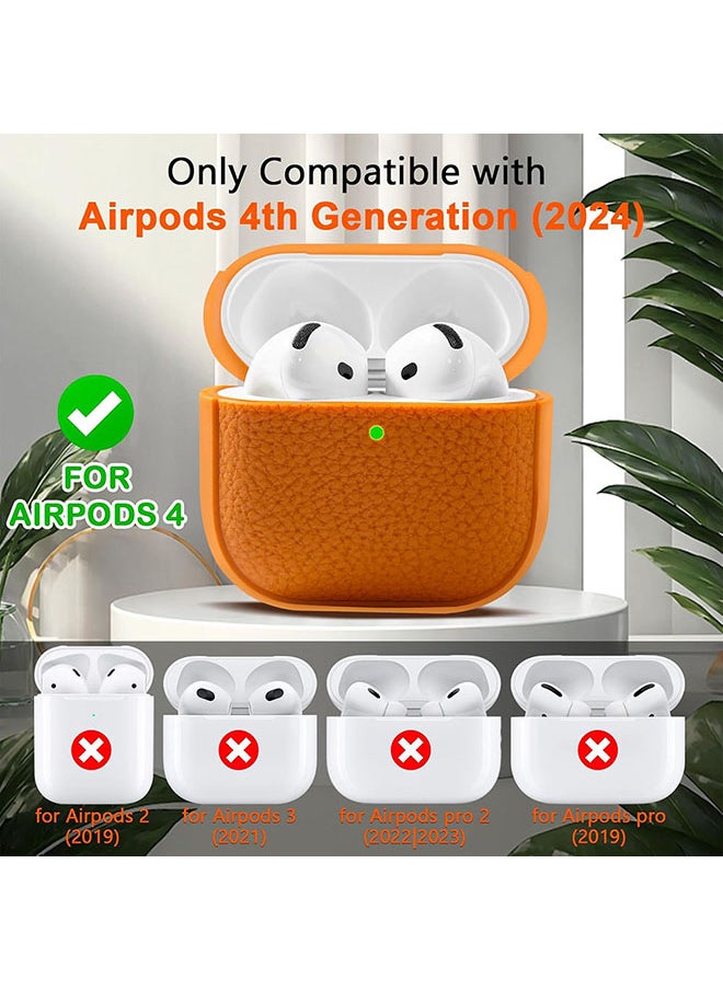 O Ozone - Case for Airpods 4 Case Cover with Wrist Strap, Leather Touch Design Protective Headphone Case Cover for Airpods 4th Generation Case -Orange - Image 1