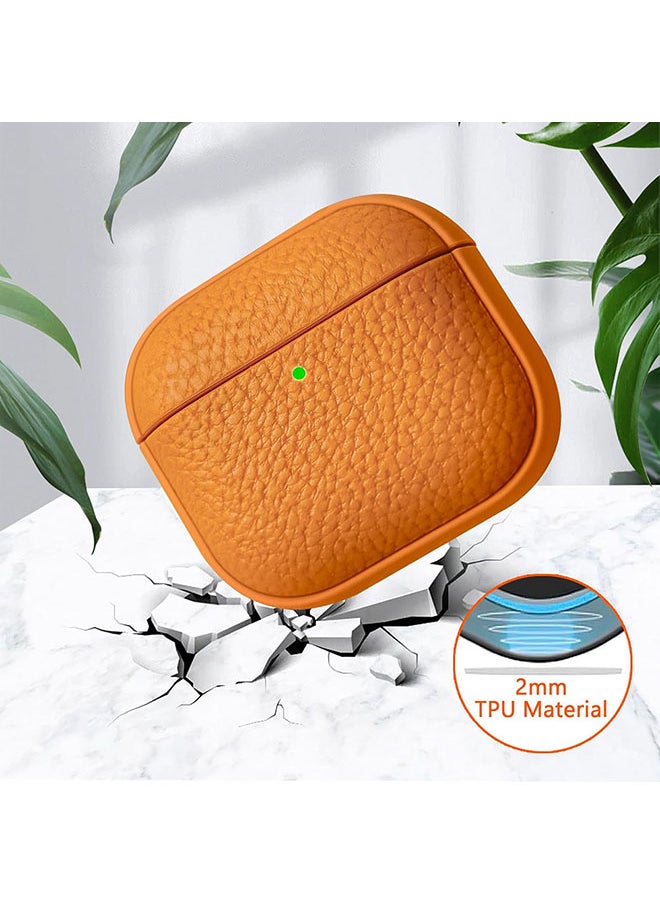 O Ozone - Case for Airpods 4 Case Cover with Wrist Strap, Leather Touch Design Protective Headphone Case Cover for Airpods 4th Generation Case -Orange - Image 1