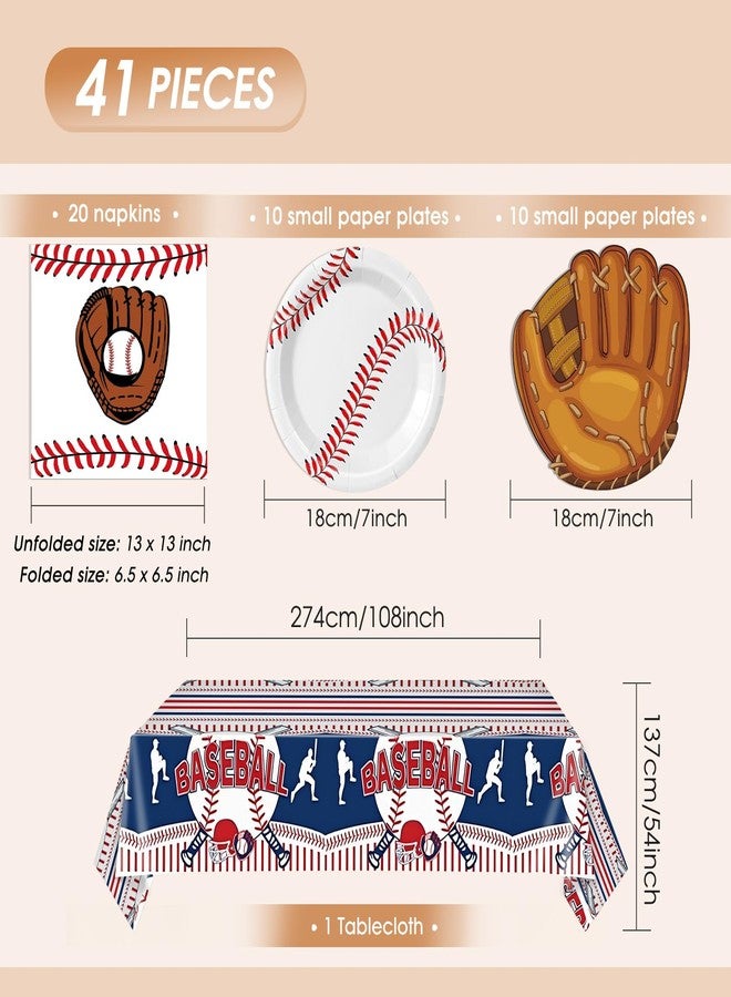 HiToJY 41Pcs Baseball Party Decorations,Baseball Themed Party Supplies,Disposable Tableware Include Sport Themed Paper Plates,Napkins,Tablecloth,for Kids Birthday - Image 2