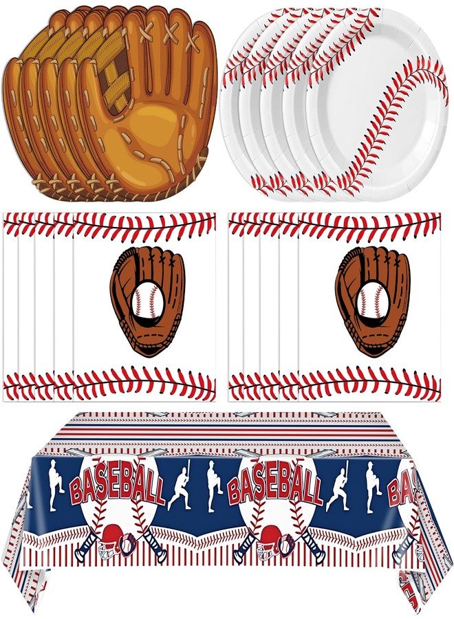 HiToJY 41Pcs Baseball Party Decorations,Baseball Themed Party Supplies,Disposable Tableware Include Sport Themed Paper Plates,Napkins,Tablecloth,for Kids Birthday - Image 1