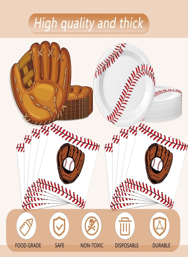 HiToJY 41Pcs Baseball Party Decorations,Baseball Themed Party Supplies,Disposable Tableware Include Sport Themed Paper Plates,Napkins,Tablecloth,for Kids Birthday - Image 3