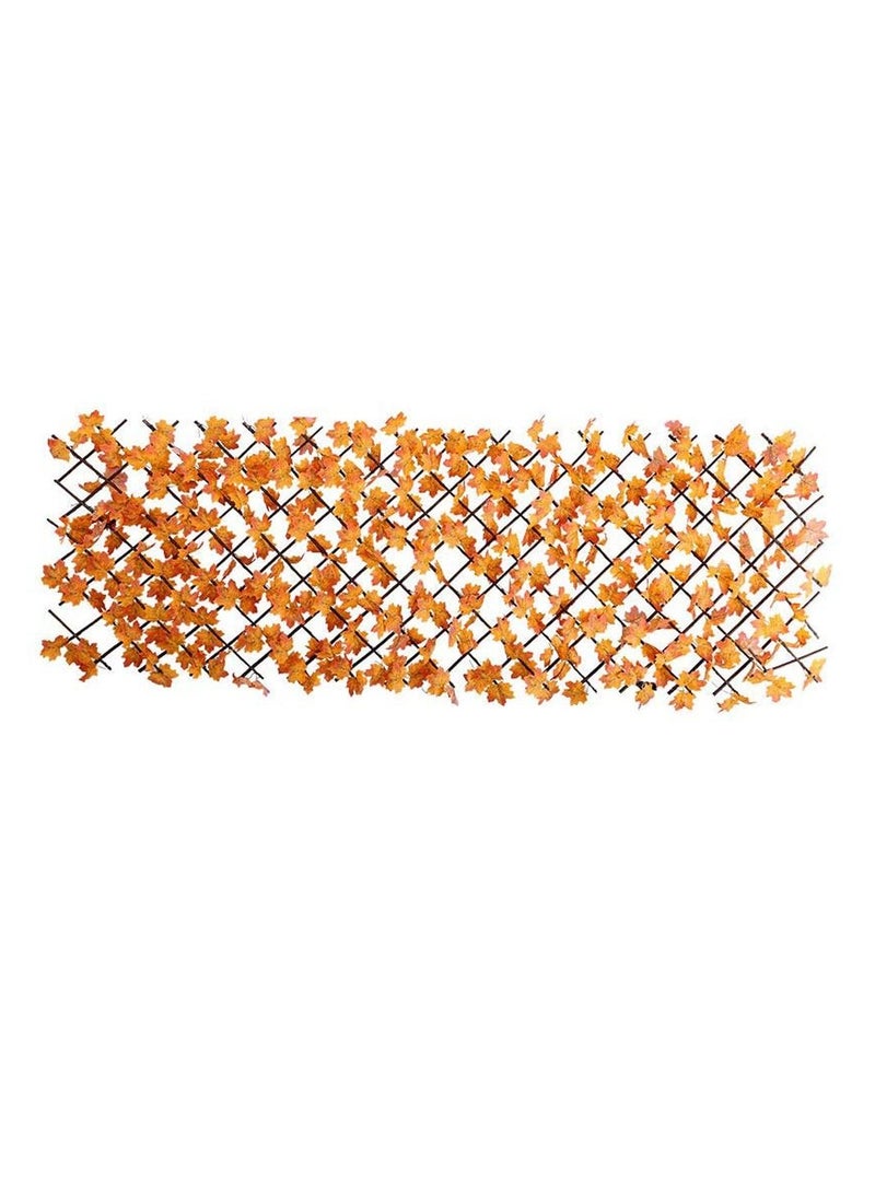 Generic FFD Bamboo Wooden Fence with Artificial Plants Orange Ivy Leaves Expandable Wicker For Home Garden Wall Decoration(100cm)  - Image 3