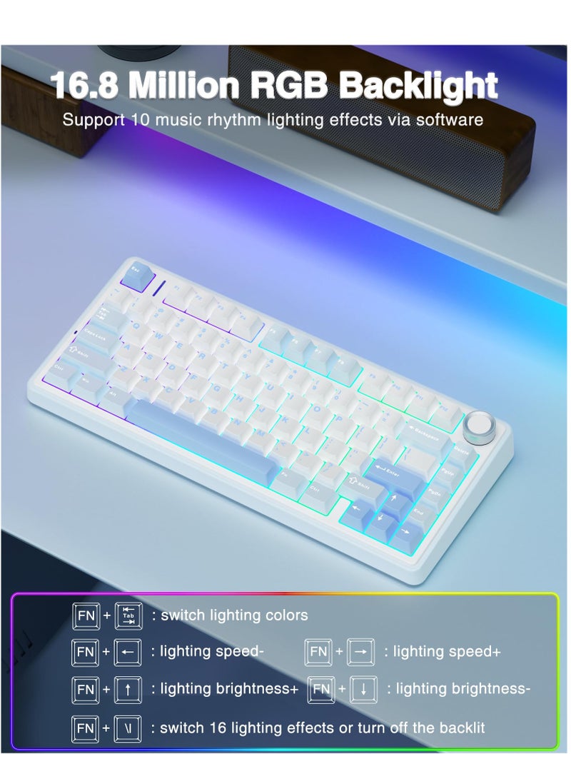 أولا لوحة مفاتيح ميكانيكية لاسلكية F75 مع مفاتيح إضاءة RGB للألعاب - Image 4