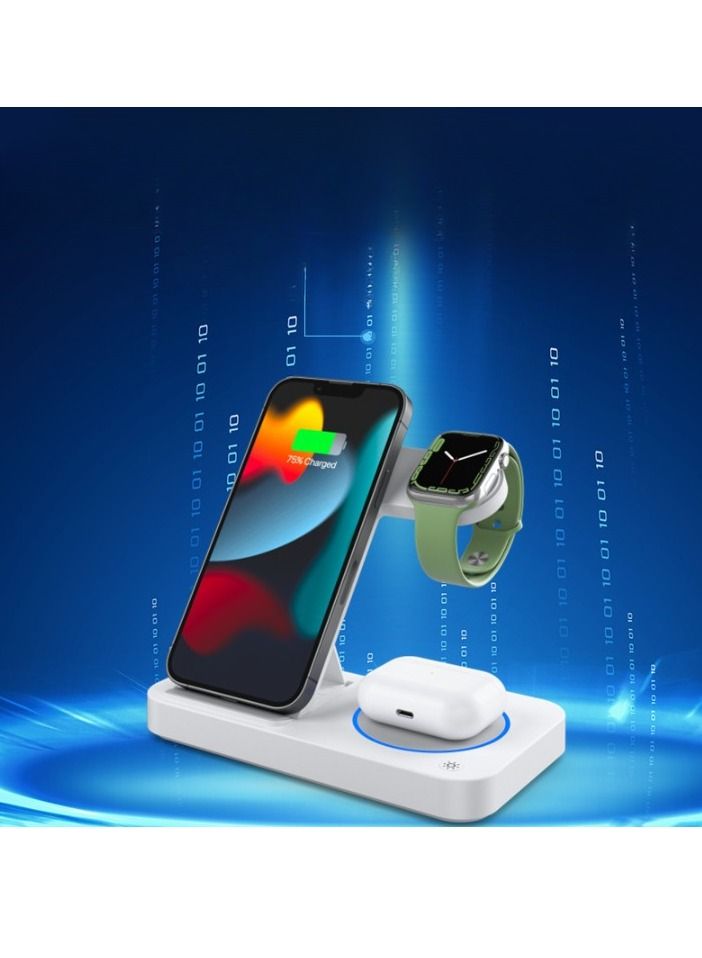 AROAQ Wireless Charger Universal For All QI Mobile Phones 15W Fast Charge Foldable 3 In 1 For Samsung Watches - Image 3