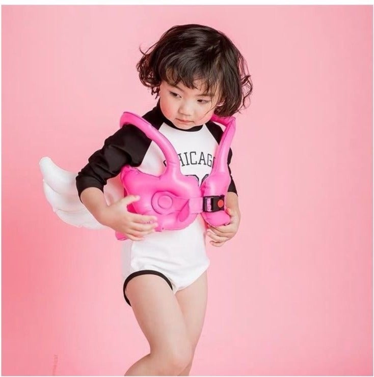 JAYATO Toddler Inflatable Swim Vest with Angel Wings, Thickened PVC Swimming Float Jacket, Adjustable Safety Buckle, Pink M, for Kids 2-4 Years - Image 4