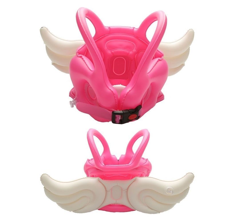 JAYATO Toddler Inflatable Swim Vest with Angel Wings, Thickened PVC Swimming Float Jacket, Adjustable Safety Buckle, Pink M, for Kids 2-4 Years - Image 5