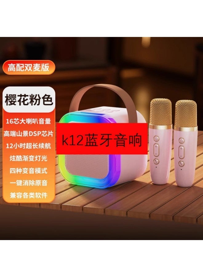 K12 ميكروفون بلوتوث للمنزل والهواء الطلق، سماعة لاسلكية محمولة متعددة الاستخدامات للهواتف الذكية، نظام كاريوكي ذكي متكامل - Image 1