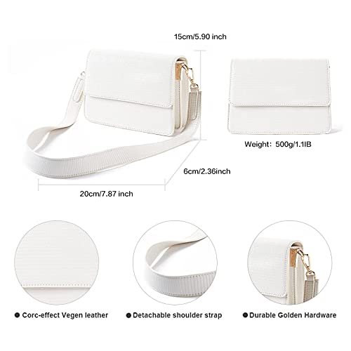 Telena Women's White Faux Leather Sling Handbag with Lizard Pattern, Adjustable Strap, 7.87" x 2.36" x 5.9" - Image 5