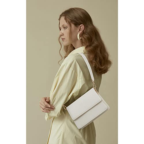 Telena Women's White Faux Leather Sling Handbag with Lizard Pattern, Adjustable Strap, 7.87" x 2.36" x 5.9" - Image 2