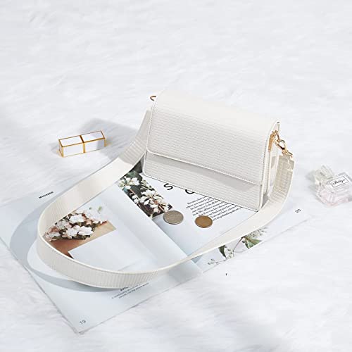 Telena Women's White Faux Leather Sling Handbag with Lizard Pattern, Adjustable Strap, 7.87" x 2.36" x 5.9" - Image 4