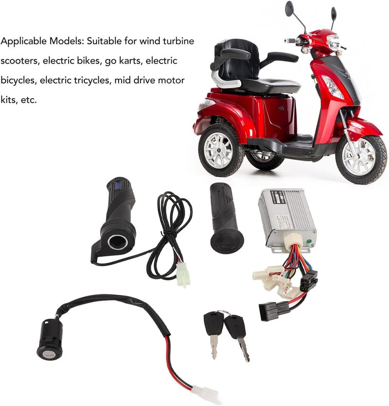 Aramox Electric Brushed Speed Controller 48V 1000W Brushed Speed Controller Kit with Throttle Grip Lock Key for Electric Bike Tricycle - Image 2