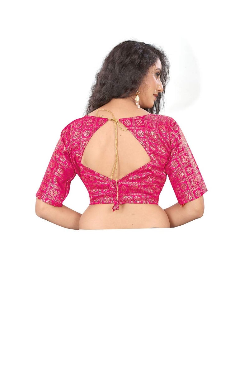 JENNY DESIGNER بلوزة نسائية بأكمام نصفية من جاكار مع تطريز ثقيل - Image 3