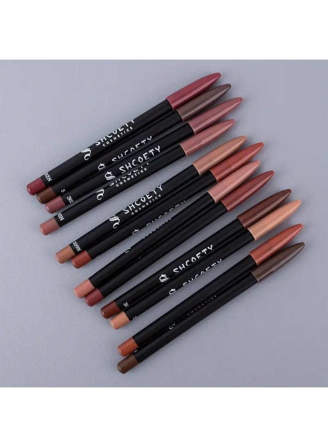 SHCOETY 12 قطعة قلم تحديد شفاه غير لامع مقاوم للماء، مجموعة هدايا قلم تحديد شفاه طويلة الأمد مثالية لمستحضرات تجميل يوم الأم - Image 3