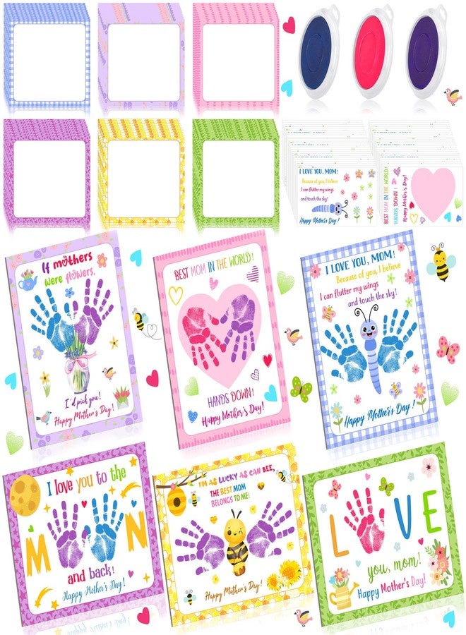 Beeveer 48 Sets Grandparents Day Handprint Crafts for Kids DIY Religious Hand Keepsake Craft Gifts with Flower Stickers for Mom Dad Home Sunday School Classroom Party Activities(Bright Colors) - Image 1