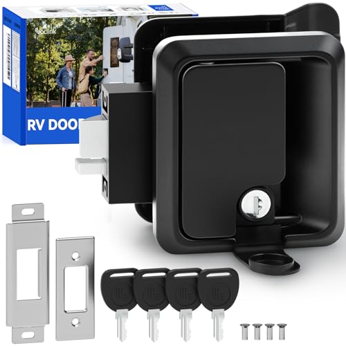 Loclink Single Deadbolt RV Lock - Black 100% Metal Keyed Entry Door Lock Replacement for Camper, Trailer, Motorhome (2.92"x3.39"x1.35" Lock Hole, 4 Anti-Copy Keys) - Image 1