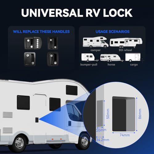 Loclink Single Deadbolt RV Lock - Black 100% Metal Keyed Entry Door Lock Replacement for Camper, Trailer, Motorhome (2.92"x3.39"x1.35" Lock Hole, 4 Anti-Copy Keys) - Image 3