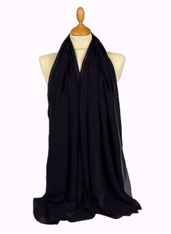 Perfectory PERFECTORY Women Lightweight Solid Chiffon Hijab Shawl Soft Premium Abaya Shawl Wrap Scarves, Long Bridal Hijab Scarf- Black  - Image 1