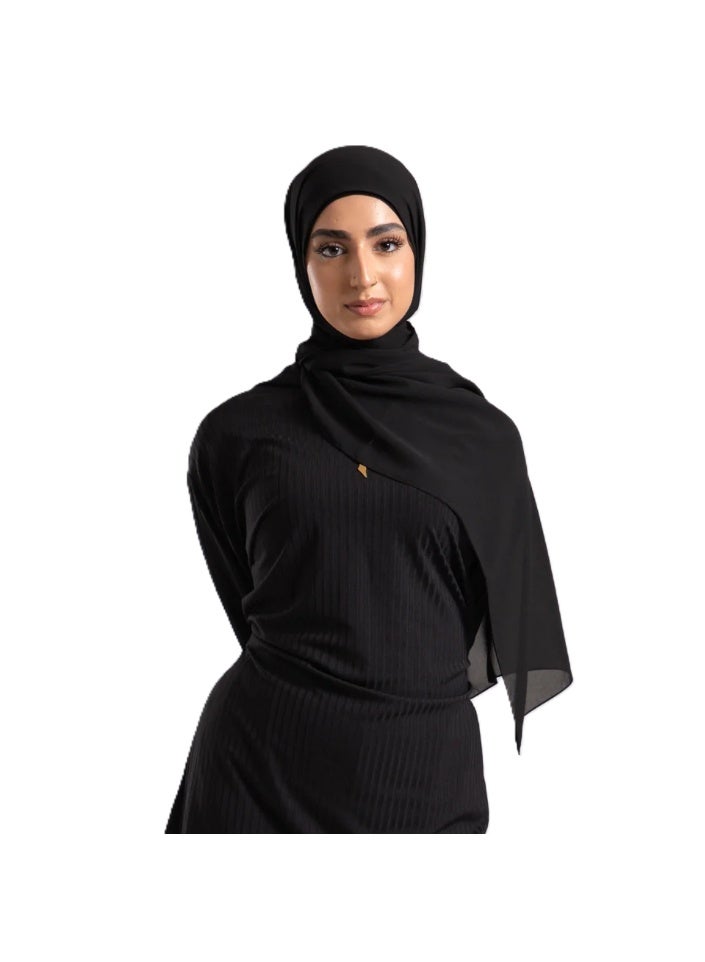 PERFECTORY Women Lightweight Solid Chiffon Hijab Shawl Soft Premium Abaya Shawl Wrap Scarves, Long Bridal Hijab Scarf- Black - Image 5