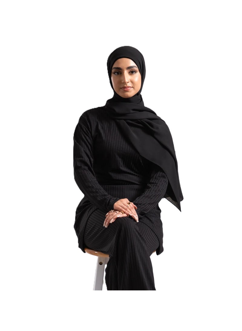 PERFECTORY Women Lightweight Solid Chiffon Hijab Shawl Soft Premium Abaya Shawl Wrap Scarves, Long Bridal Hijab Scarf- Black - Image 3