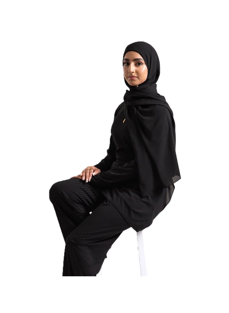 PERFECTORY Women Lightweight Solid Chiffon Hijab Shawl Soft Premium Abaya Shawl Wrap Scarves, Long Bridal Hijab Scarf- Black - Image 2