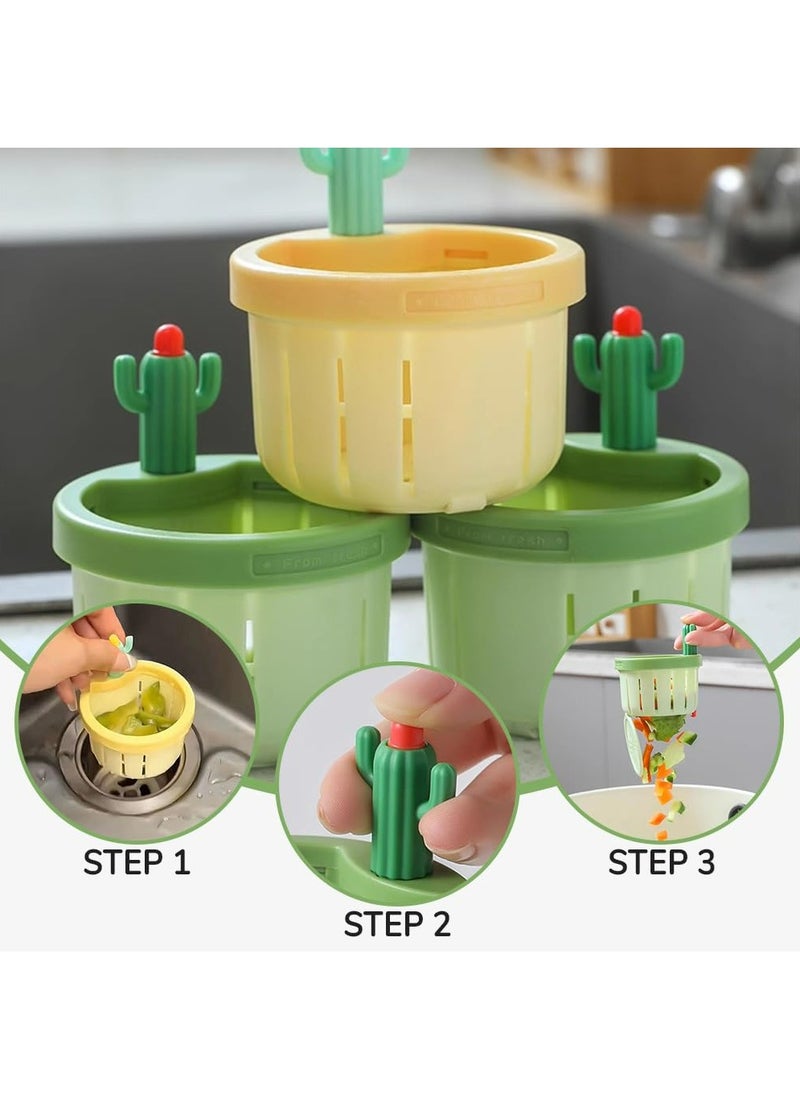 Cactus Kitchen Sink Drain Strainer, Dumping Kitchen Sink Drain Basket Quick Drain Cactus Sink Strainer, Multi-Functional Sink Strainer Basket for Kitchen Home (Green)
