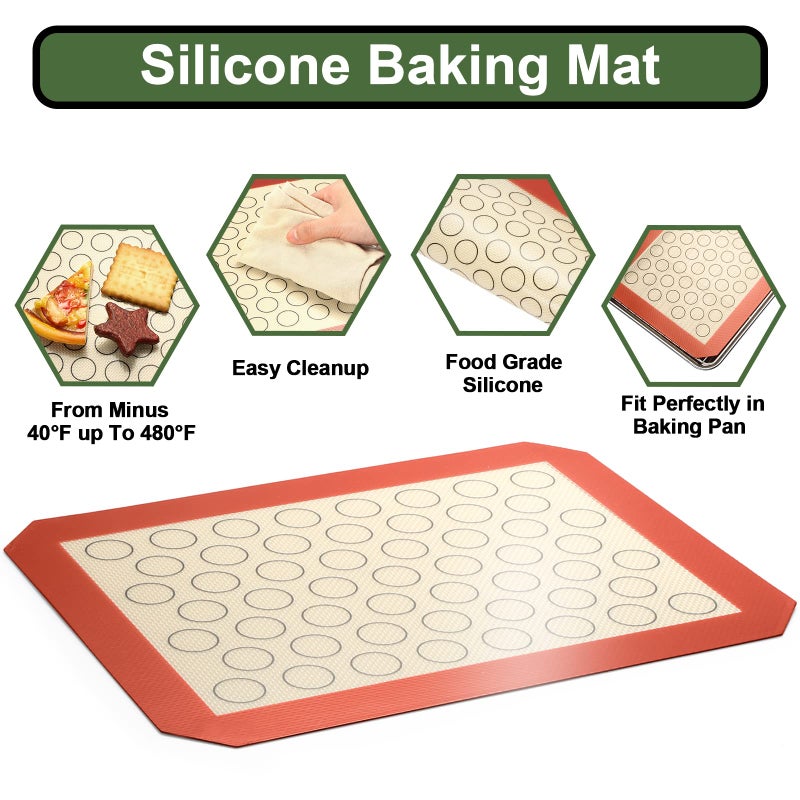 EWFEN Baking Sheet Tray Cooling Rack with Silicone Baking Mat Set, Stainless Steel Cookie Pan For Oven, Set of 9 (3 Sheets + 3 Racks + 3 Mats), Warp Resistant & Heavy Duty & Easy Clean, Red - Image 5