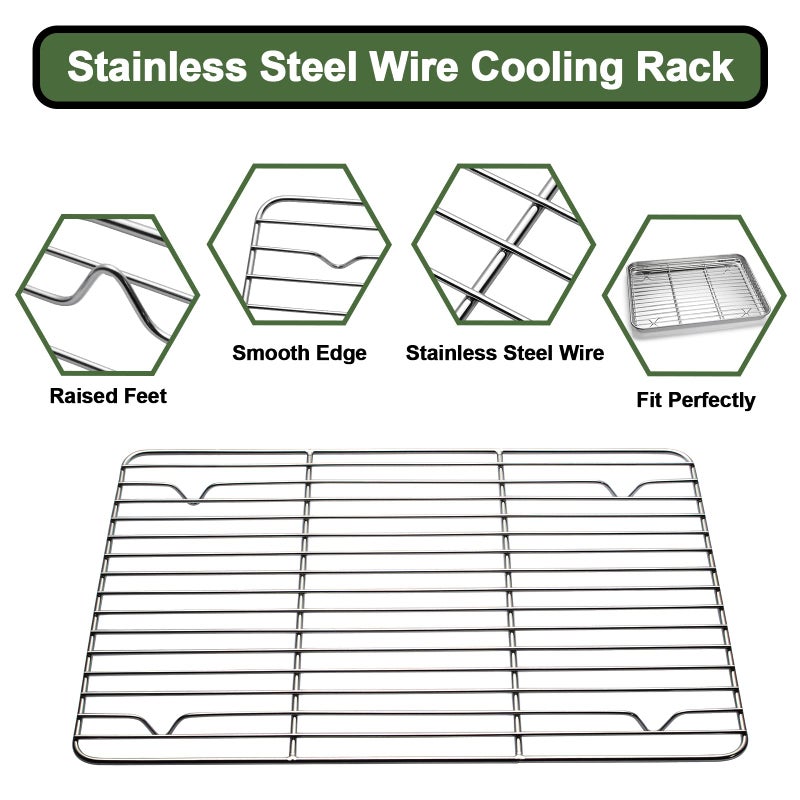 EWFEN Baking Sheet Tray Cooling Rack with Silicone Baking Mat Set, Stainless Steel Cookie Pan For Oven, Set of 9 (3 Sheets + 3 Racks + 3 Mats), Warp Resistant & Heavy Duty & Easy Clean, Red - Image 4