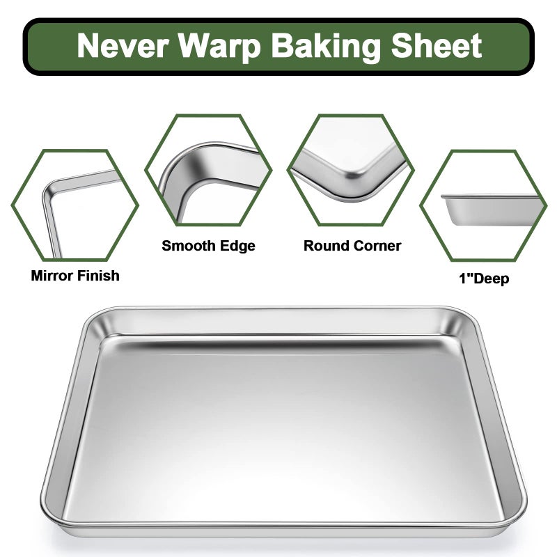 EWFEN Baking Sheet Tray Cooling Rack with Silicone Baking Mat Set, Stainless Steel Cookie Pan For Oven, Set of 9 (3 Sheets + 3 Racks + 3 Mats), Warp Resistant & Heavy Duty & Easy Clean, Red - Image 3