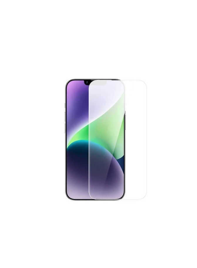 بيسوس واقي شاشة من الزجاج المقوى عالي الدقة من OS-Baseus Diamond Series لجهاز iP 13 Pro Max/14 Plus، شفاف (عبوة من قطعة واحدة، مع مجموعة تنظيف وأداة تثبيت EasyStick) - Image 2