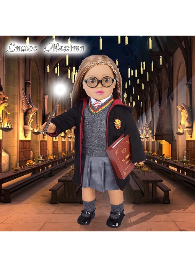 ebuddy Magic School Uniform Inspired Costume Doll Clothes Clothing Outfits Accessories Set 10 Pcs for 18 inch Girl Dolls - Image 2