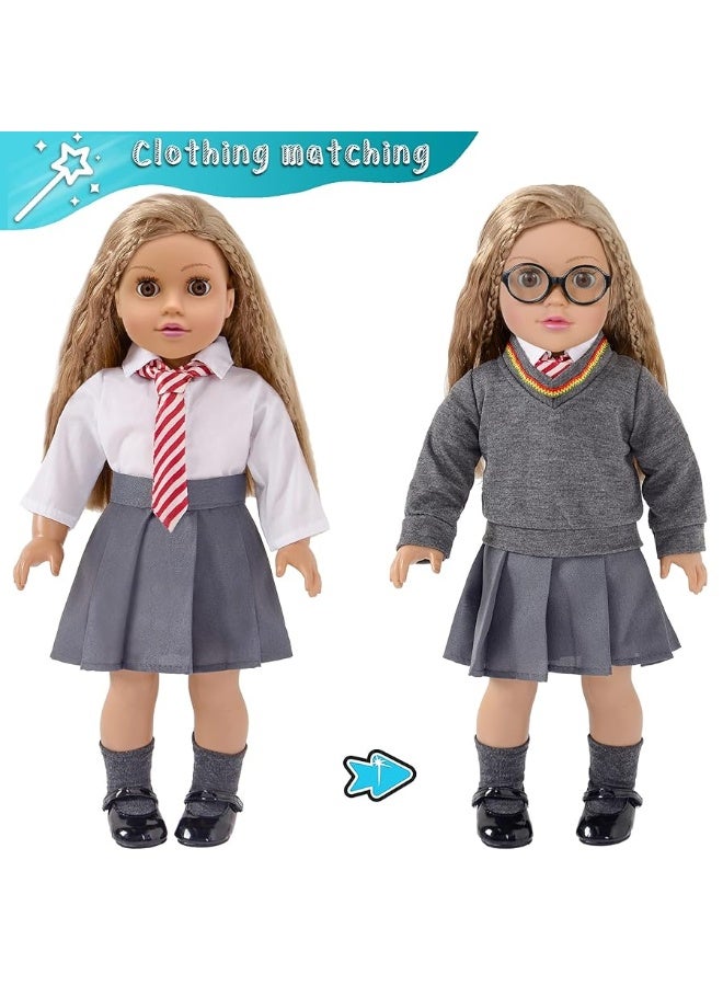 ebuddy Magic School Uniform Inspired Costume Doll Clothes Clothing Outfits Accessories Set 10 Pcs for 18 inch Girl Dolls - Image 3