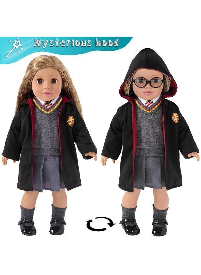 ebuddy Magic School Uniform Inspired Costume Doll Clothes Clothing Outfits Accessories Set 10 Pcs for 18 inch Girl Dolls - Image 1