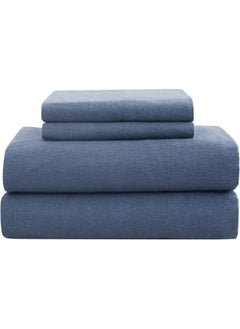 London Fog London Fog - Twin 3 Piece Sheet + Pillowcase Set - Solid Flannel Collection, 100% Cotton - Blue  - Image 2